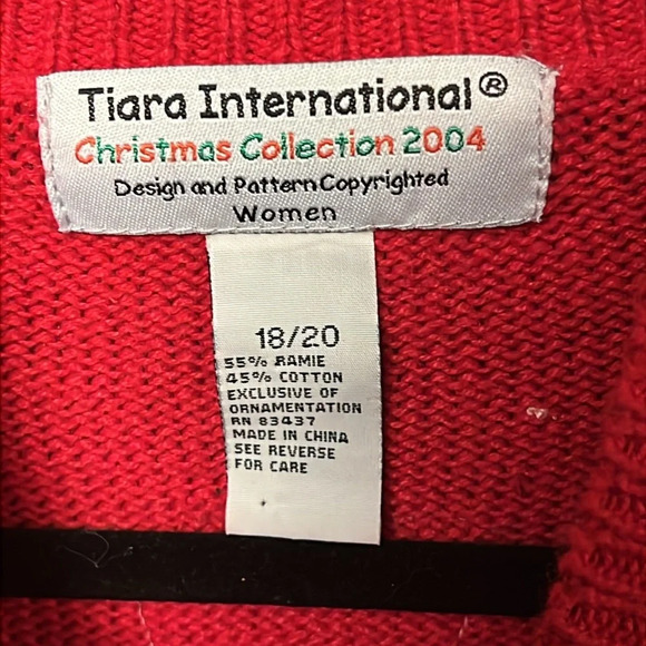 Tiara International Womens Vintage Christmas Sweater cardigan snowman ugly 18/20 - Picture 5 of 9